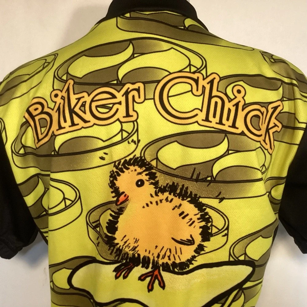Biker Chick Women’s Cycling Jersey Chick on bike seat size large World Jerseys - Picture 6 of 12
